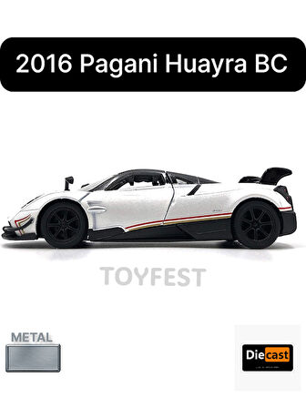 2016 Pagani Huayra BC Çek Bırak Die - Cast Kapıları Açılabilen Metal Model Araba - Beyaz 12.5 cm