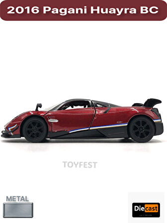 2016 Pagani Huayra BC Çek Bırak Die - Cast Kapıları Açılabilen Metal Model Araba - Kırmızı 12.5 cm