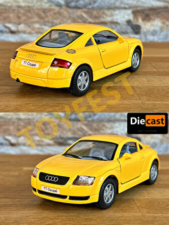 Audi TT Coupe Çek Bırak Die - Cast Kapıları Açılabilen Koleksiyonluk Metal Model Araba - Sarı 11.5cm