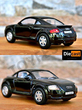 Audi TT Coupe Çek Bırak Kapıları Açılabilen Koleksiyonluk Metal Model Araba - Siyah - 11.5 cm