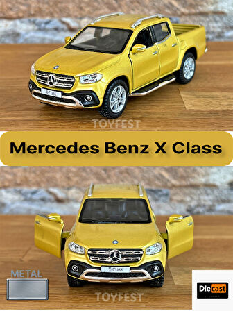 Mercedes - Benz X - Class Çek Bırak Die - Cast Kapıları Açılabilen Metal Model Araba - Sarı 11.5 cm