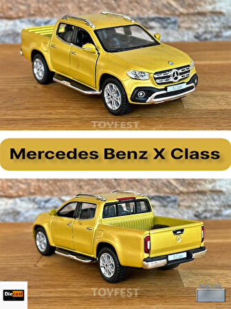 Mercedes - Benz X - Class Çek Bırak Die - Cast Kapıları Açılabilen Metal Model Araba - Sarı 11.5 cm