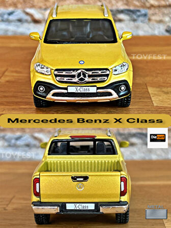 Mercedes - Benz X - Class Çek Bırak Die - Cast Kapıları Açılabilen Metal Model Araba - Sarı 11.5 cm