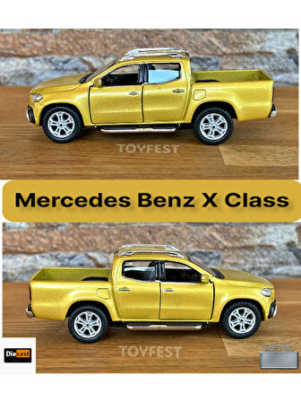 Mercedes - Benz X - Class Çek Bırak Die - Cast Kapıları Açılabilen Metal Model Araba - Sarı 11.5 cm