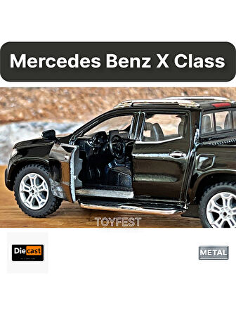 Mercedes - Benz X - Class Çek Bırak Die - Cast Kapıları Açılabilen Metal Model Araba - Siyah 11.5 cm