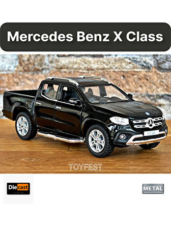 Mercedes - Benz X - Class Çek Bırak Die - Cast Kapıları Açılabilen Metal Model Araba - Siyah 11.5 cm