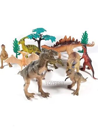 Dinazorlar Oyun Seti - 13 Parça Kapaklı Taşıma Saplı Özel Kovasında 24 cm