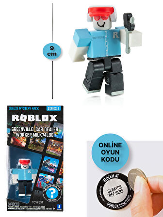 ROBLOX Deluxe Mystery Pack Seri 3 Greenville : Car Dealer Worker Milk74L80 Figür - Online Oyun Kodlu