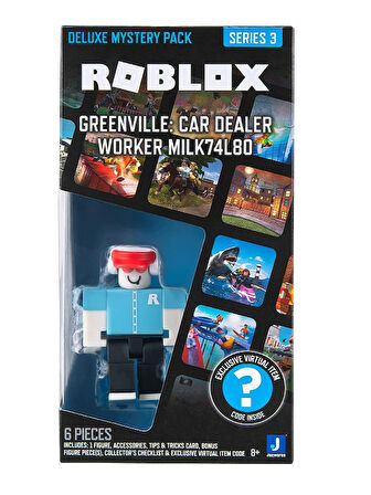 ROBLOX Deluxe Mystery Pack Seri 3 Greenville : Car Dealer Worker Milk74L80 Figür - Online Oyun Kodlu