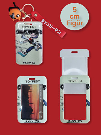 Chainsaw Man Japon Anime Pochita Figür Anahtarlık Çanta Aksesuarı ve Kartlık 2 si bir Arada