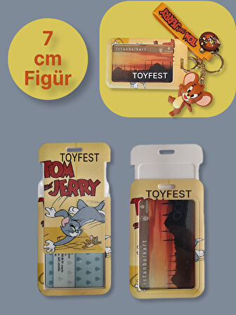 Tom&Jerry - Jerry Fare Figürlü Yumuşak Silikonlu Anahtarlık Çanta Aksesuarı ve Kartlık 2si bir Arada