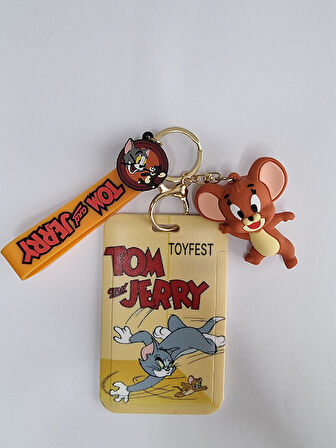 Tom&Jerry - Jerry Fare Figürlü Yumuşak Silikonlu Anahtarlık Çanta Aksesuarı ve Kartlık 2si bir Arada