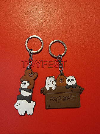 Kafadan Ayılar Figürleri - Grizzly - Panda - Ice 2 li Çanta Akesuarı Anahtarlık Seti - Model 2