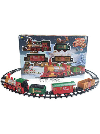 Renkli Christmas Yılbaşı Ağaç Dekoru için Işıklı ve Sesli Classic Lüks Tren Seti