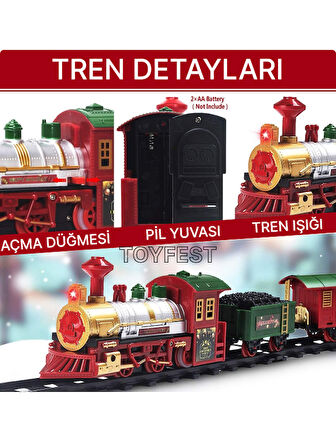 Renkli Christmas Yılbaşı Ağaç Dekoru için Işıklı ve Sesli Classic Lüks Tren Seti