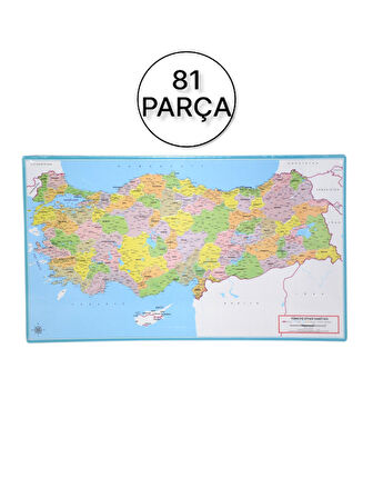 Çerçeveli Türkiye Siyasi Haritalı Puzzle - Şehirler Yapboz - 81 parça
