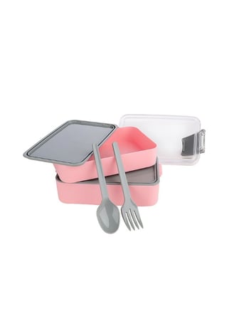 2 Bölmeli 900 ml BPA Free Sızdırmaz Beslenme Kabı Lunch Box Kaşıklı Çatal Seti Okul Ofis Piknik XL