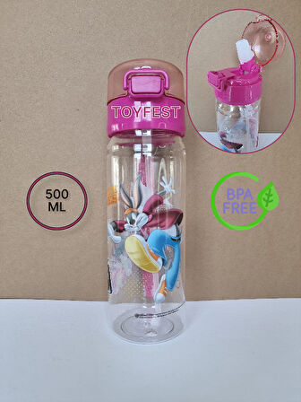 Pipetli Suluk Matara - Kilit Kapaklı Looney Tunes Lisanslı Temalı  - 500 ML