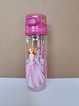 Pipetli Suluk Matara - Kilit Kapaklı Prenses Temalı  - 500 ML