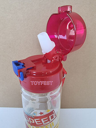 Pipetli Suluk Matara - Kilit Kapaklı Speed Master Car Hızlı Araba Temalı - 500 ML