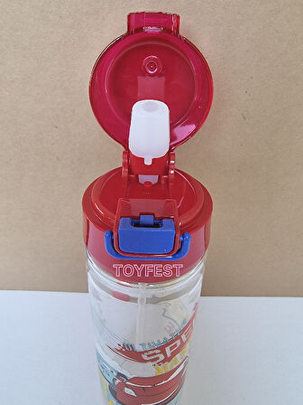 Pipetli Suluk Matara - Kilit Kapaklı Speed Master Car Hızlı Araba Temalı - 500 ML