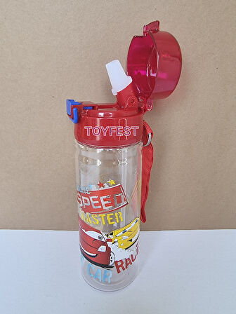 Pipetli Suluk Matara - Kilit Kapaklı Speed Master Car Hızlı Araba Temalı - 500 ML