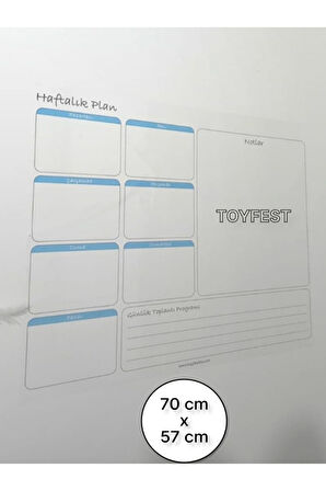 Duvara Kendiliğinden Manyetik Yapışan Haftalık Program Planlayıcı Takvim 70 X 57 Cm