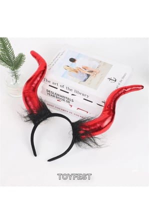 Cadılar Bayramı Halloween Kostüm Partisi Aksesuarı Boynuzlu Şeytan Malefiz Tacı & Taç - 30x28cm