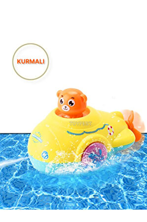 Kurmalı Kendiliğinden Banyo Küvet Havuz Deniz de Yüzen Ayıcık Submarine Denizaltı Oyuncak - Model 1