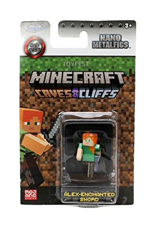 Jada Nano Metalfics Minecraft Metal Döküm Die - Cast Mini Figür - Alex Iron Sword - 4 cm