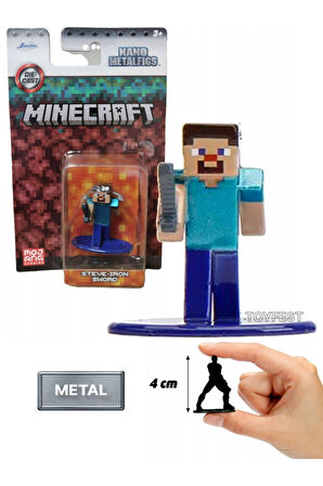 Jada Nano Metalfics Minecraft Metal Döküm Die - Cast Mini Figür - Steve Iron Sword - 4 cm