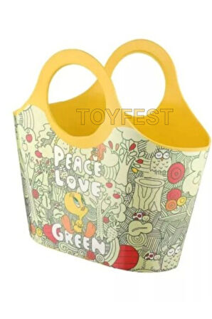 Çok Amaçlı Sarı Çocuk Günlük & Plaj Çantası - Peace Love Green Tweety Model - 5 LT