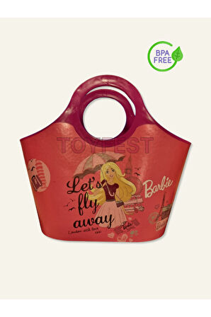 Çok Amaçlı Pembe Çocuk Günlük & Plaj Çantası - Lets Play Away Barbie Model - 5 Lt