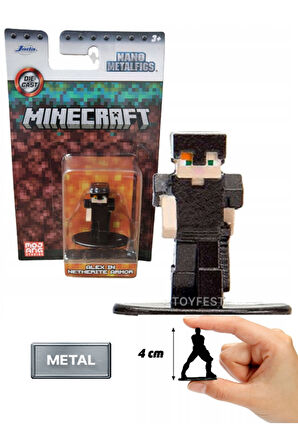 Jada Nano Metalfics Minecraft Metal Döküm Die - Cast Mini Figür - Alex in Netherite Armor - 4 cm