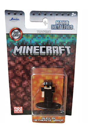 Jada Nano Metalfics Minecraft Metal Döküm Die - Cast Mini Figür - Alex in Netherite Armor - 4 cm