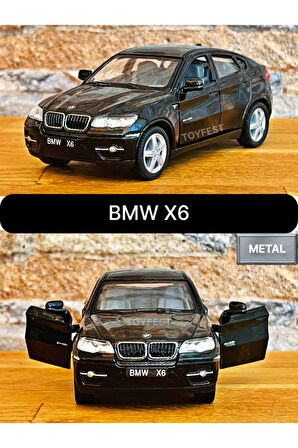 BMW X6 Çek Bırak Die - Cast Kapıları Açılabilen Metal Model Araba - Siyah 1:32 - 11.5 cm