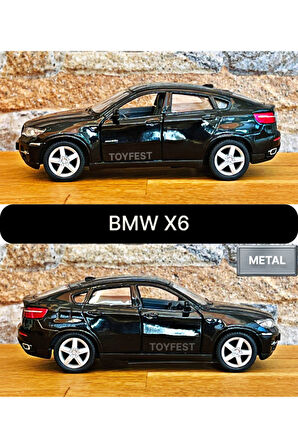 BMW X6 Çek Bırak Die - Cast Kapıları Açılabilen Metal Model Araba - Siyah 1:32 - 11.5 cm