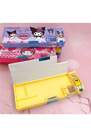 Çift Taraflı Çok Bölmeli Kalemtıraşlı Kalem Kutusu - Little Twin Stars - 23 CM