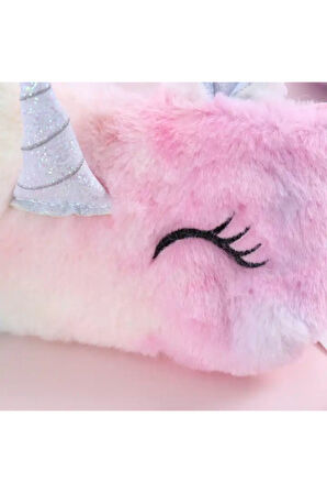 Yumuşak Peluş Unicorn Temalı Kalem Kutusu - Mini Eşya Saklama Çantası - 1 ADET