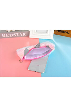 Yumuşak Peluş Unicorn Temalı Kalem Kutusu - Mini Eşya Saklama Çantası - 1 ADET