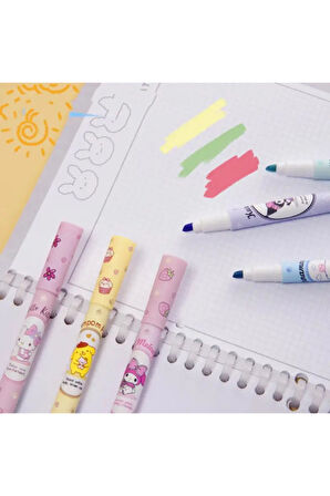 Fosforlu Kalem Seti - Hello Kitty - Kuromi - My Melody - Cinnamoroll - Pompompurin - Pochacco 6 ADET