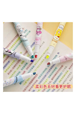 Fosforlu Kalem Seti - Hello Kitty - Kuromi - My Melody - Cinnamoroll - Pompompurin - Pochacco 6 ADET