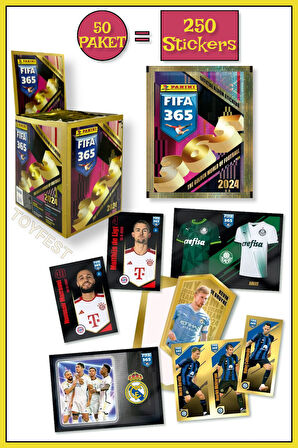 Panini Fifa 365 2024 Futbolcu Stickers Kartları - 50 Paket  250 Stickers