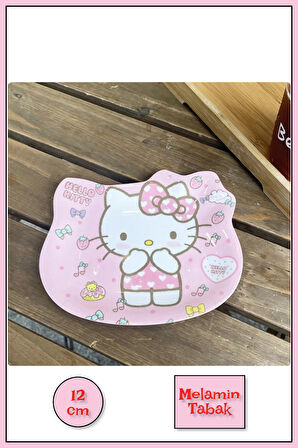 Hello Kitty Figürlü Melamin Çocuk Yemek Tatlı Meyve Tabağı Fincan Altlığı - 12 cm - Model 1