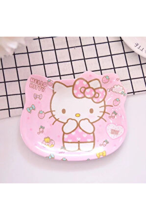 Hello Kitty Figürlü Melamin Çocuk Yemek Tatlı Meyve Tabağı Fincan Altlığı - 12 cm - Model 1