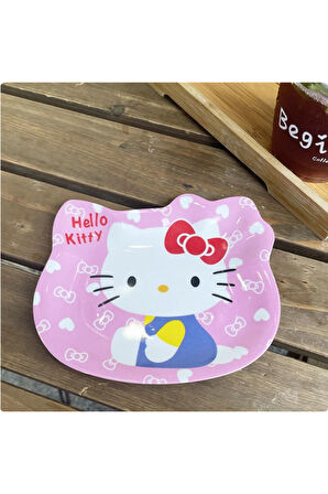 Hello Kitty Figürlü Melamin Çocuk Yemek Tabağı Fincan Altlığı - 12 cm Model 2
