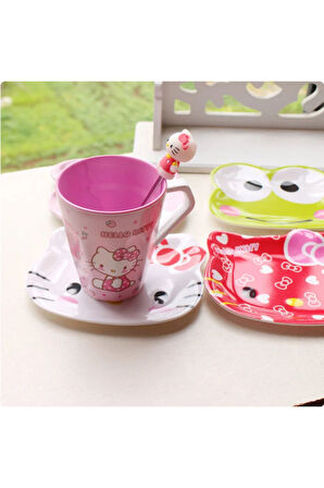 Hello Kitty Figürlü Melamin Çocuk Yemek Tabağı Fincan Altlığı - 12 cm Model 2