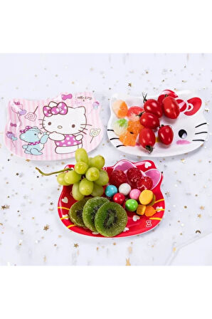 Hello Kitty Figürlü Melamin Çocuk Yemek Tabağı Fincan Altlığı - 12 cm Model 3