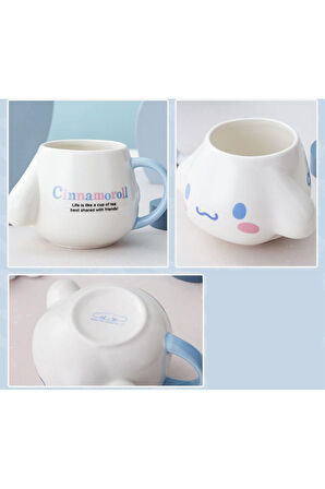 Kawaii Sanrio Cinnamoroll Figürlü 3 Boyutlu Porselen Kupa Mug Bardak Kahve Fincanı