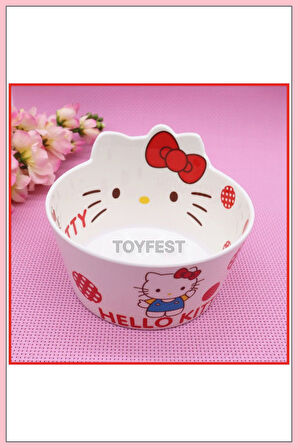 Hello Kitty Figür Desenli Melamin Corn Flex - Noddle Çocuk Yemek Tabağı Kasesi Bowl Model 2